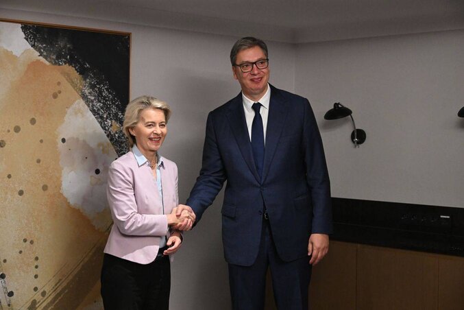 Aleksandar Vučić szerb államfő Ursula von der Leyennel, az Európai Bizottság elnökével (Fotó: Beta) Aleksandar Vučić szerb államfő Ursula von der Leyennel, az Európai Bizottság elnökével (Fotó: Beta)