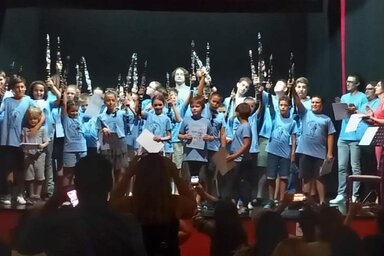 Tanulói csoportkép a zárókoncert után (Fotó:A nyári klarinétiskola felvételei)