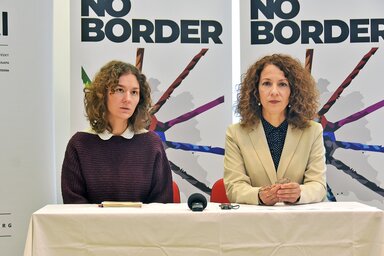 Resócki Vázsonyi Csilla és Kormányos Katona Gyöngyi a sajtótájékoztatón (Gergely Árpád felvétele)