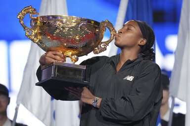 Coco Gauff a pekingi serleggel (Fotó: Beta/AP)
