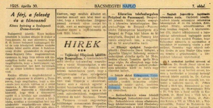 A Bácskai Napló korabeli példánya a bizonyíték a klub százéves múltjáról A Bácskai Napló korabeli példánya a bizonyíték a klub százéves múltjáról