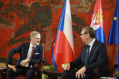 Fiala és Vučić az elnöki kabinetben tárgyalt (Fotó: Beta)