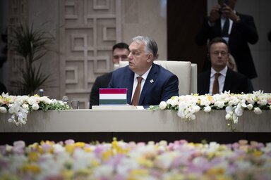 Orbán Viktor beszédet mond a Türk Államok Szervezetének csúcstalálkozóján (Fotó: MTI)