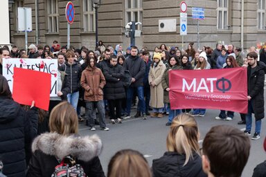 Az egyetemisták Szerbia nagyobb városaiban több napja tüntetnek (Fotó: FoNet)