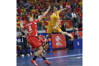 Az északmacedón átlövők alaposan megnehezítették a magyar védelem dolgát (Fotó: MTI)