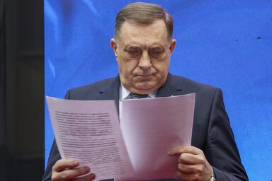 Milorad Dodik a szövetségi bírósági ítélet kihirdetését követően (Fotó: Beta)