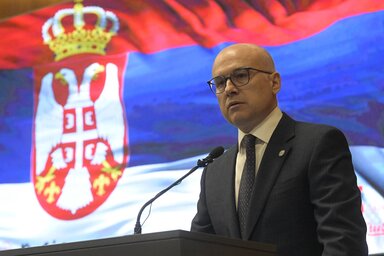 Miloš Vučević szerint a tiltakozók március 15-ére tervezett belgrádi tiltakozásuk során sem tudják megdönteni az államot (Fotó: Beta)