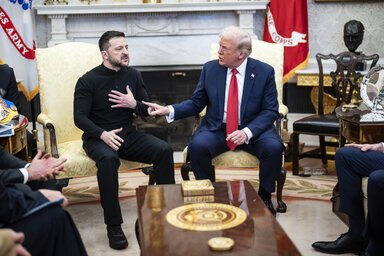 Donald Trump és Volodimir Zelenszkij találkozója a Fehér Ház Ovális Irodájában (Fotó: Jabin Botsford / The Washington Post / Getty Images)