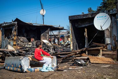 A tragédia helyszíne a tűzeset után (Fotó: AFP)