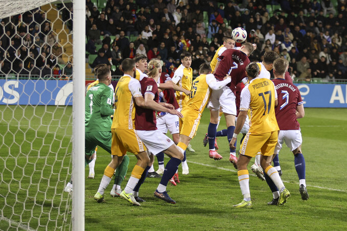 Alexander Sørloth góljának pillanata Moldova ellen (Fotó: Beta/AP) Alexander Sørloth góljának pillanata Moldova ellen (Fotó: Beta/AP)