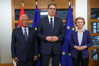 António Costa, Aleksandar Vučić és Ursula von der Leyen (Fotó: Beta)