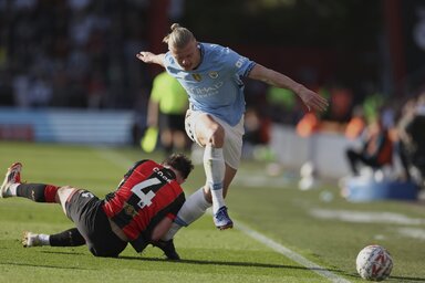 Haaland állítólag mankóval távozott a Bournemouth elleni találkozót követően (Fotó: Beta/AP)
