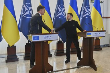 Tegnap váratlanul Odesszába látogatott a NATO-főtitkár (Fotó: AP via Beta)