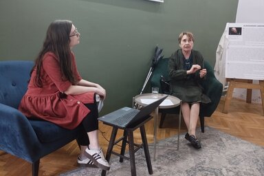 Kucor Tamara és Nemes Fekete Edit a beszélgetésen (Lukács Melinda)