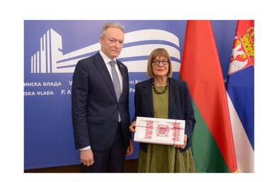 Maja Gojković a fehérorosz nagykövettel tárgyalt (Fotó: Tartományi Kormány)