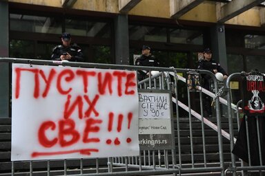 A tiltakozó egyetemisták szerint már elindultak Belgrádból az ellentüntetők (Fotó: Beta)