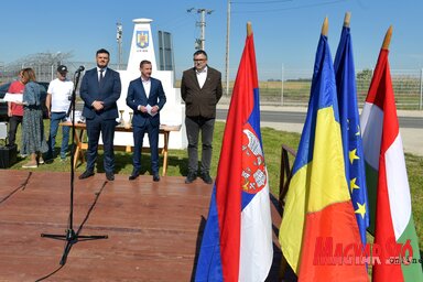A DKMT eurorégiós találkozó szónokai, balról jobbra: Aleksandar Sofić, Alfréd-Robert Simonis és Mák Kornél  (Fotó: Gergely József felvétele)