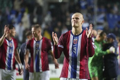 Erling Haaland negyedik gólját szerezte a selejtezősorozatban (Fotó: Beta/AP)