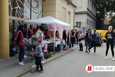 A Vöröskereszt zentai aktivistáinak és a Zentai Gimnázium diákjainak jótékonysági akciója Zentán május 30-án (Fotó: Horváth Zsolt felvétele)