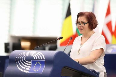 Vicsek Annamária az Európai Parlamentben (Facebook/Vicsek Annamária oldala)