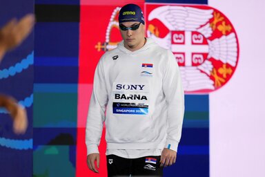 Andrej Barna az előfutamban új, 21,44 másodperces szerb csúcsot úszott (Beta/AP)