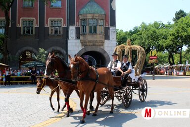 A Dužijanca egyik állandó eleme a szalmából font korona / Benedek Miklós archív
