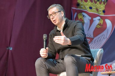Aleksandar Vučić államfő Csókán (Gergely Árpád felvétele)