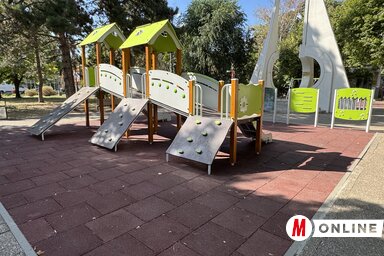 A felújított játszóteret júniusban adták át (Fotó: Vámos Arnold felvétele)