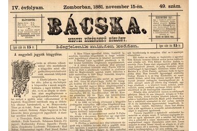 A Bácska egykori címoldala (Mák Ferenc archívumából)
