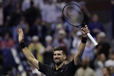 A szerb teniszcsillag a brit Cameron Norrie legyőzésével bejutott a 16 közé az amerikai nyílt teniszbajnokságon (Fotó: Beta/AP)