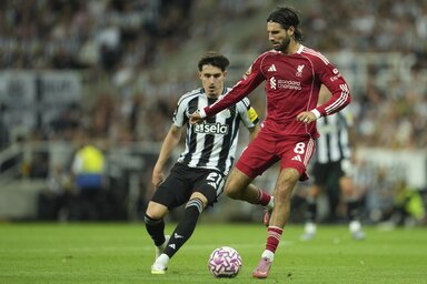 Szombaton kiderül, Szoboszlai Dominik (8) a válogatottban is képes-e hasonlóan jó teljesítményre, mint a Liverpoolban (Fotó: Beta/AP)