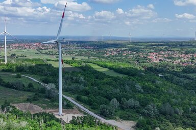 Az épülő kostolaci szélerőműpark (Fotó: Beta)