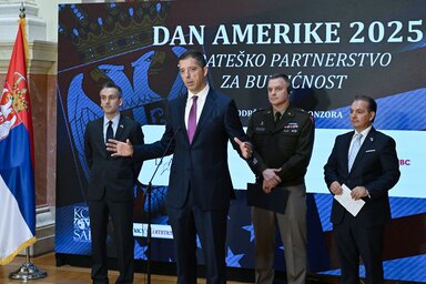 Marko Đurić az Amerikai Napok konferencián (Fotó: Tanjug)