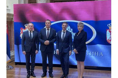 Magyar József, Bájity Borisz, Tuzson Bence és Kovács Elvira a képviselőházban (Fotó: Köztársasági képviselőház)