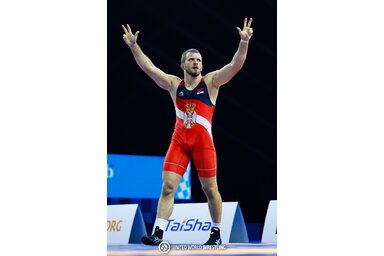 Aleksandr Komarov első vb-címét szerezte Zágrábban! (Fotó: UWW)