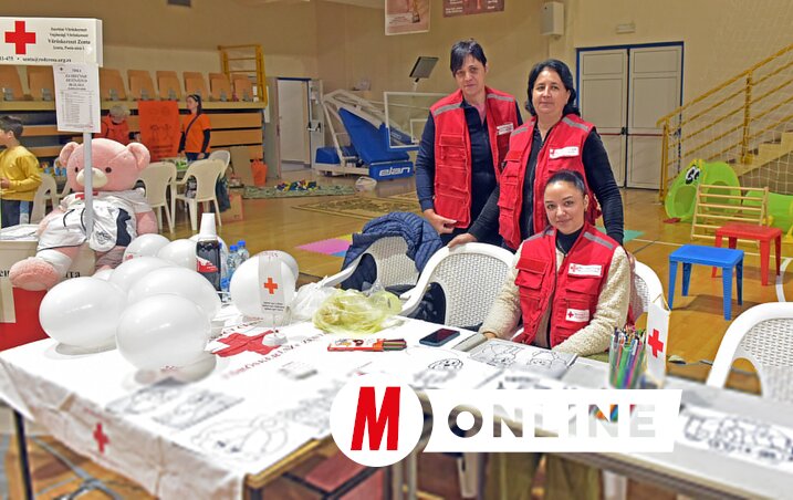 A Vöröskereszt munkatársai kézműves foglalkozással is várták a kicsiket (Gergely Árpád felvétele)