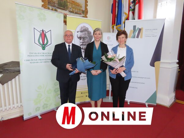 Mgr. Hajnal Jenő és dr. Hódi Éva a nyelvművelői díj átadóján Hodik Péter Krisztinával