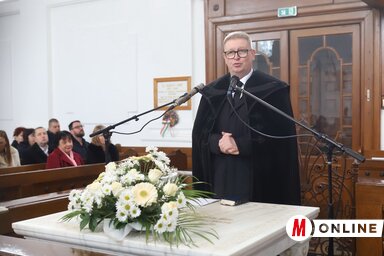 Orosz Attila a kettős jubileum tiszteletére tartott istentiszteleten (Fotó: Lakatos János felvétele)