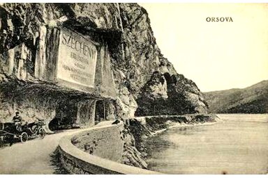 A Széchenyi-emléktábla az Al-Dunán  (régi képes levelezőlap)