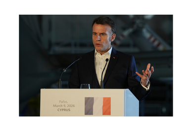 A francia elnök hangsúlyozta, hogy  egy tisztán védelmi jellegű bevetésről lenne szó (Fotó: Beta/AP)