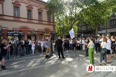 Az egészségügyi kamara választási folyamatának szabálytalanságaira hívták fel a figyelmet (Fotó: Dávid Csilla felvétele)