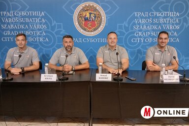 Uroš Kolundžić, Király Krisztián, Nenad Kanurić és David Miloradović a sajtótájékoztatón (Fotó: Kolovity Edina felvétele)