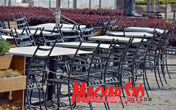 Rendes időkben ilyenkor szabad széket sem találni az Újvidék központjában levő kávézók előtt, most viszont exporta is lenne bőven (Fotó: Ótos András)