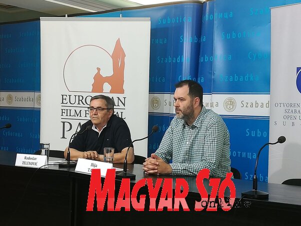 Radoslav Zelenović, a palicsi filmfesztivál igazgatója és Ilija Tatić, producer, a Szabadegyetem igazgatója (Fotó: Lukács Melinda) Radoslav Zelenović, a palicsi filmfesztivál igazgatója és Ilija Tatić, producer, a Szabadegyetem igazgatója (Fotó: Lukács Melinda)