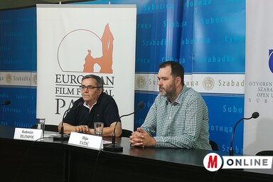 Radoslav Zelenović, a palicsi filmfesztivál igazgatója és Ilija Tatić, producer, a Szabadegyetem igazgatója (Fotó: Lukács Melinda)