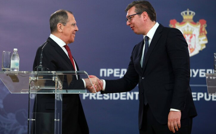 Aleksandar Vučić köszönetet mondott Oroszországnak, hogy támogatja Szerbiát az ENSZ Biztonsági Tanácsában és egyéb nemzetközi szervezetekben is (Fotó: Beta)
