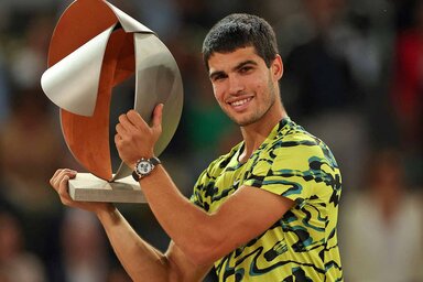 Carlos Alcaraz a madridi torna trófeájával (Fotó: ATP Tour)
