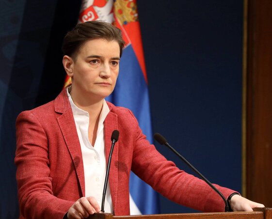 Ana Brnabić miniszterelnök a sajtótájékoztatón (Fotó: Beta)