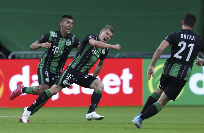 Sigér Dávid öröme a Fradi vezető gólja után