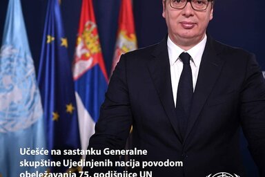 Aleksandar Vučić rövid videóban szólt az ENSZ-küldöttekhez (Fotó: Budućnost Srbije Instagram)